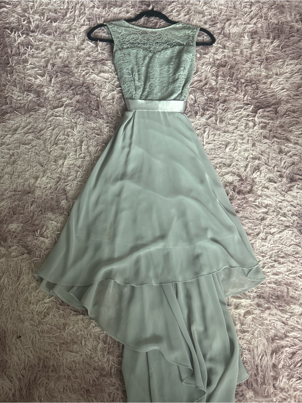 Sleeveless Lace Bodice High-Low Chiffon Dress In Gray
